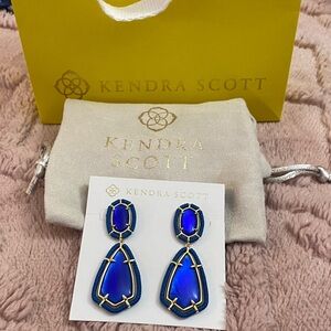 Kendra Scott Royal Blue and Gold Statement Earrings